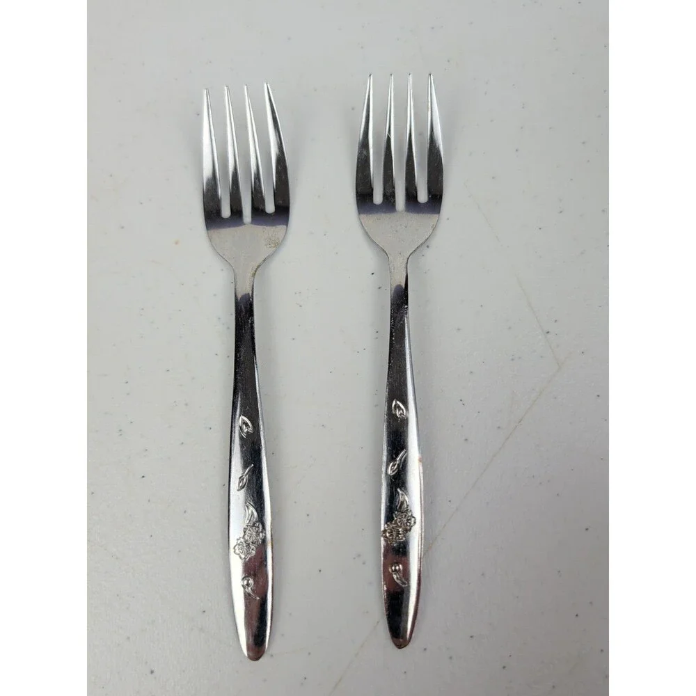 REO Crest American Beauty Accent Salad Forks Stainless Steel Japan Set Of 2